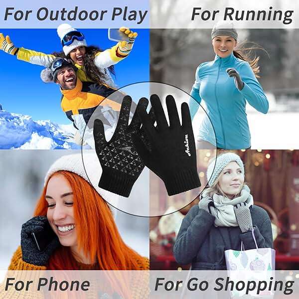 Achiou Winter Gloves, Glove for Men Women, Upgraded Touch Screen Texting Warm Running with Thermal Soft Knit Lining - Image 5