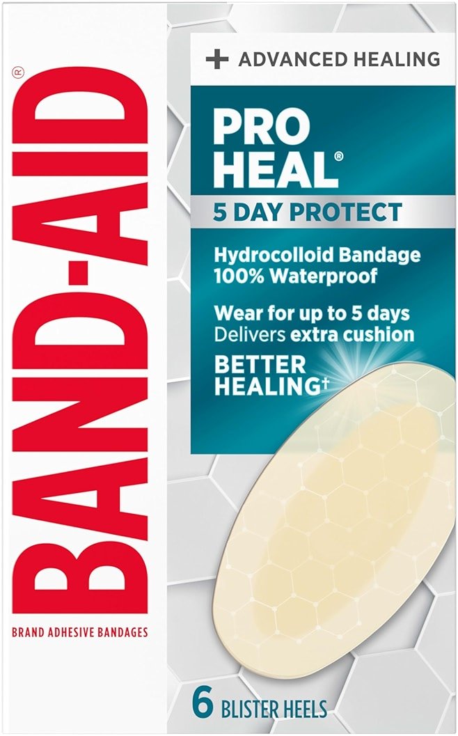 BAND-AID Brand Pro Heal 5 Day Protect, Hydrocolloid 100% Waterproof First Aid Blister Bandages for Advanced Healing, Extra Cushion for Blister Protection & Less Scarring Versus Uncovered Wound, 6 ct - Product Image