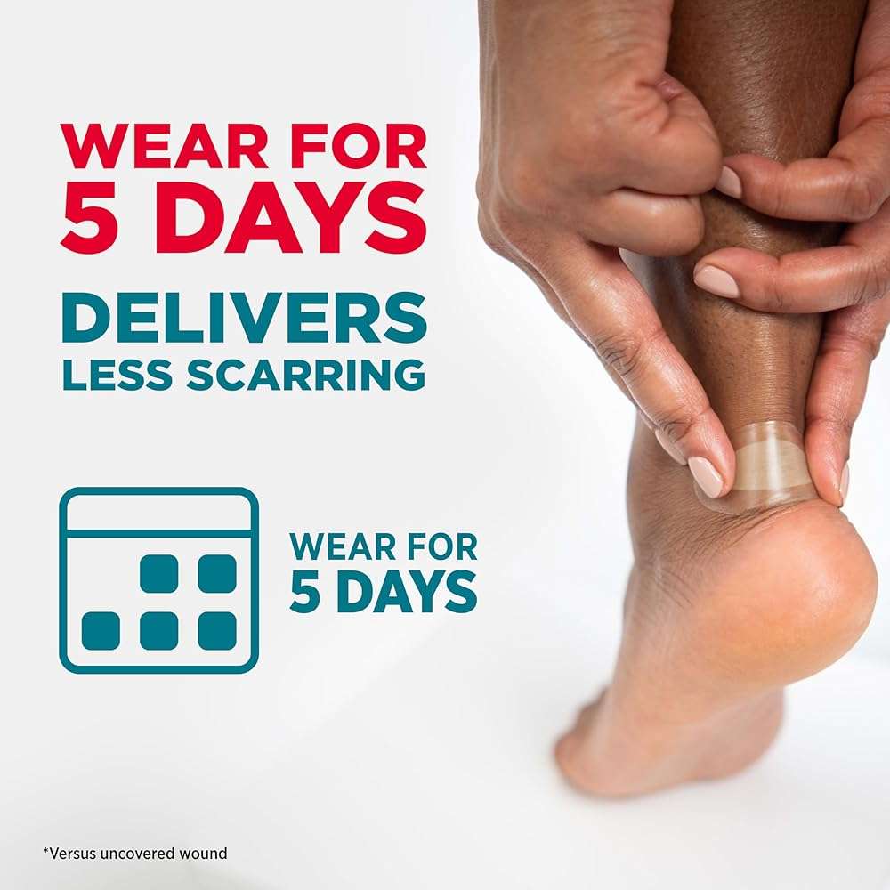 BAND-AID Brand Pro Heal 5 Day Protect, Hydrocolloid 100% Waterproof First Aid Blister Bandages for Advanced Healing, Extra Cushion for Blister Protection & Less Scarring Versus Uncovered Wound, 6 ct - Image 4