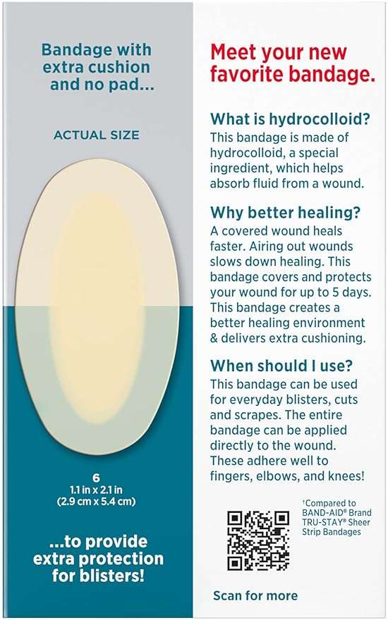 BAND-AID Brand Pro Heal 5 Day Protect, Hydrocolloid 100% Waterproof First Aid Blister Bandages for Advanced Healing, Extra Cushion for Blister Protection & Less Scarring Versus Uncovered Wound, 6 ct - Image 9