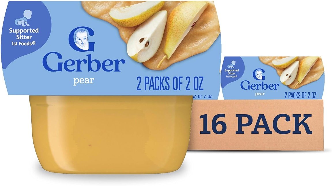 Gerber Stage 1 Baby Food, Pear Puree Tubs, No Artificial Colors or Flavors, Baby Puree, 16-Pack - Product Image