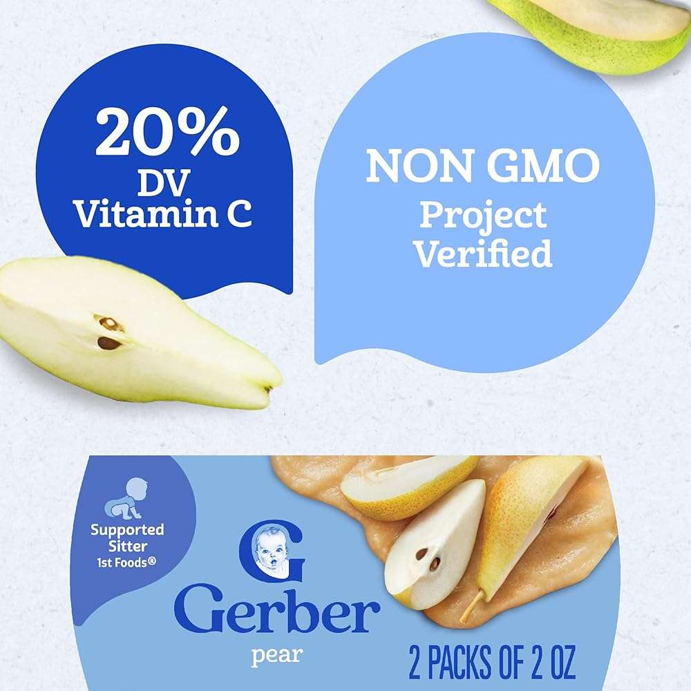 Gerber Stage 1 Baby Food, Pear Puree Tubs, No Artificial Colors or Flavors, Baby Puree, 16-Pack - Image 5