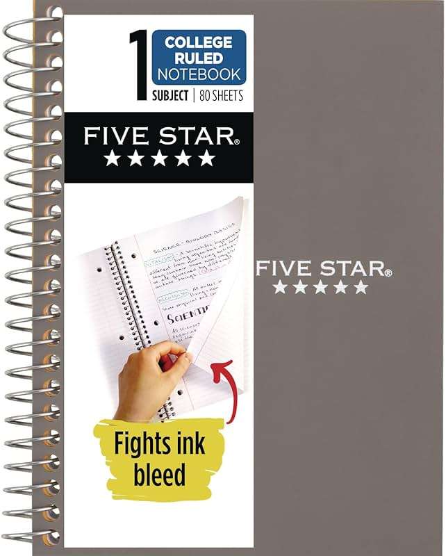 Five Star Wirebound Notebook, 1-Subject, Medium/College Rule, 80 Sheets 17.7 cm x 11.1cm (7" x 4.75 ") Assorted Cover Color - Image 1