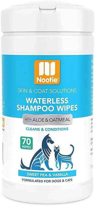 Nootie Waterless Shampoo Wipes for Dogs & Cats (70 Wipes, Sweet Pea & Vanilla) - Image 1