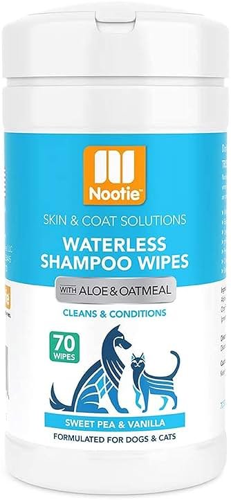 Nootie Waterless Shampoo Wipes for Dogs & Cats (70 Wipes, Sweet Pea & Vanilla) - Product Image
