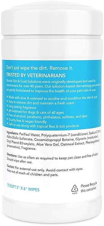 Nootie Waterless Shampoo Wipes for Dogs & Cats (70 Wipes, Sweet Pea & Vanilla) - Image 2