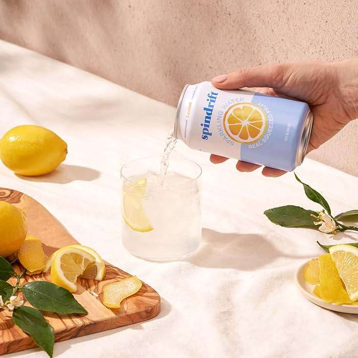 Spindrift Sparkling Water, Lemon Flavored, Made with Real Squeezed Fruit, 12 Fl Oz Cans, Pack of 24 (Only 3 Calories per Can) - Image 5