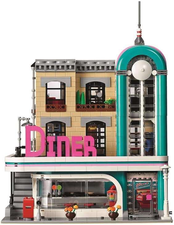 LEGO Creator Expert Downtown Diner 10260 Building Kit, Model Set and Assembly Toy for Kids and Adults (2480 Pieces) - Image 5