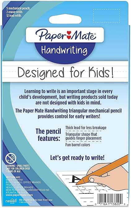 Paper Mate Handwriting Triangular Mechanical Pencil Set with Lead & Eraser Refills, 1.3mm, Fun Barrel Colors, 8 Count (2017484) - Image 6