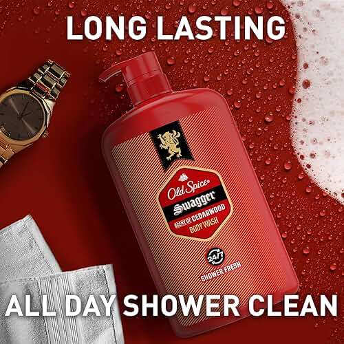 Old Spice Body Wash for Men, 24/7 Shower Fresh with Long Lasting Scent, Refreshing 3X Defense, Red Collection, Swagger with Cedarwood Scent, 33.4 oz (Pack of 4) - Image 6