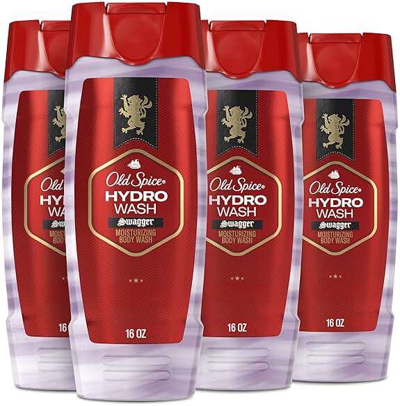 Old Spice Moisturizing Body Wash for Men, Hydro Wash, 2-in-1 Long Lasting Scent & Deep Hydration, 24/7 Shower Fresh, Smoother Swagger Scent, 16 oz (Pack of 4) - Image 1