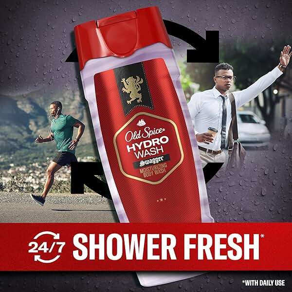Old Spice Moisturizing Body Wash for Men, Hydro Wash, 2-in-1 Long Lasting Scent & Deep Hydration, 24/7 Shower Fresh, Smoother Swagger Scent, 16 oz (Pack of 4) - Image 4