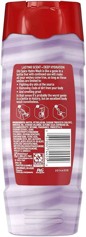 Old Spice Moisturizing Body Wash for Men, Hydro Wash, 2-in-1 Long Lasting Scent & Deep Hydration, 24/7 Shower Fresh, Smoother Swagger Scent, 16 oz (Pack of 4) - Image 8
