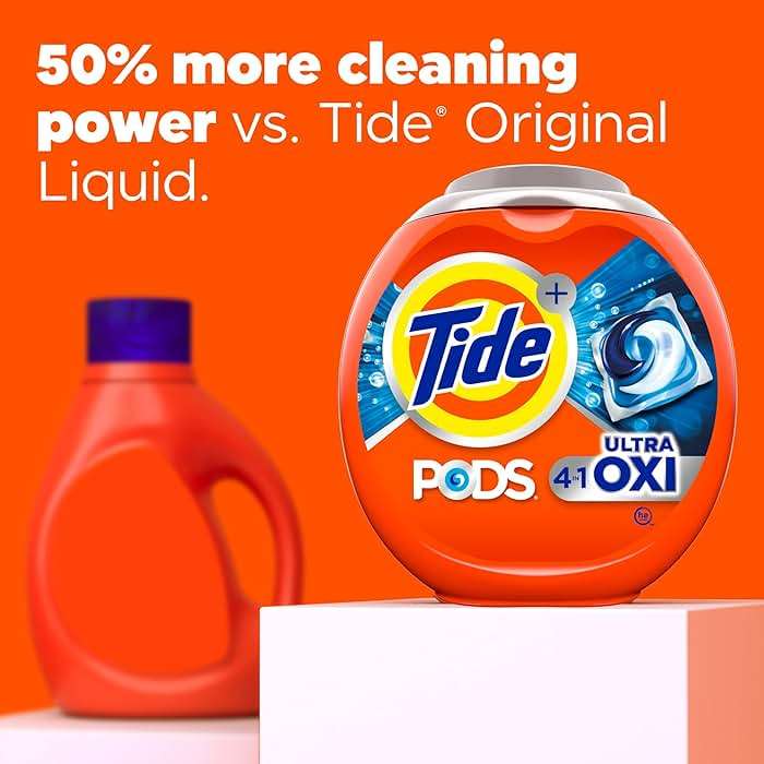 Tide, 4-n-1 Ultra Oxi Pods Laundry Detergent Pacs, HE Compatible, Built in Pre-Treater for Stains, 32 Count - Image 2