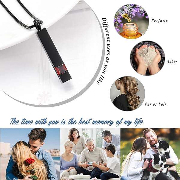 XSMZB Crystal Cremation Urn Jewelry Cube Memorial Ashes Necklace Pendant Keepsake- Black Birthstone Series - Image 3
