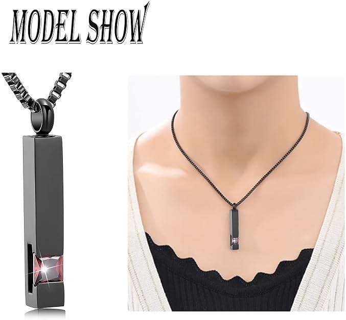 XSMZB Crystal Cremation Urn Jewelry Cube Memorial Ashes Necklace Pendant Keepsake- Black Birthstone Series - Image 5