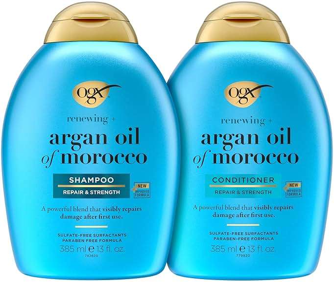 OGX Renewing + Argan Oil of Morocco Shampoo & Conditioner Set, Damage Repairing Shampoo & Conditioner Helps Strengthen & Repair Dry, Damaged Hair, Sulfate-Free Surfactants, 13 fl. Oz, 2 Pack - Image 2