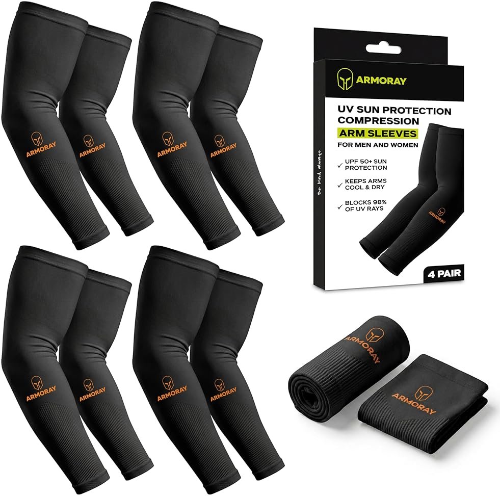 ARMORAY Arm Sleeves for Men and Women - UV Sun Protection Cooling Compression - Tattoo Cover Up Sleeve for Daily Wear & Work - Product Image