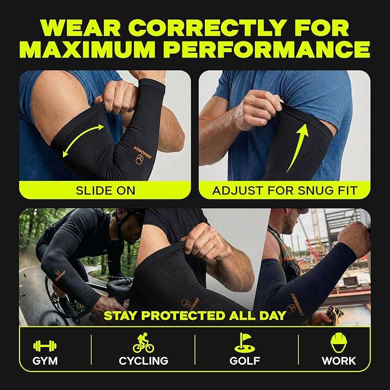 ARMORAY Arm Sleeves for Men and Women - UV Sun Protection Cooling Compression - Tattoo Cover Up Sleeve for Daily Wear & Work - Image 7