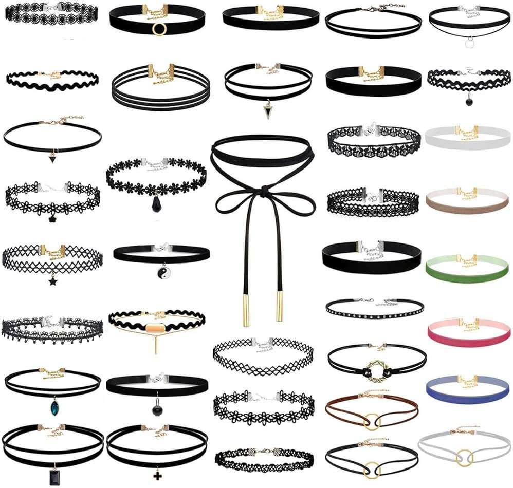 PAXCOO 50Pcs Black Choker Necklaces Set for Ladies and Women - Image 1