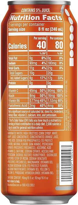 Mountain Dew Kickstart, Orange Citrus, 92mg Caffeine, Vitamins B & C, 80 Calories, 5% Juice, 16 Fl Oz (Pack of 12) - Image 2