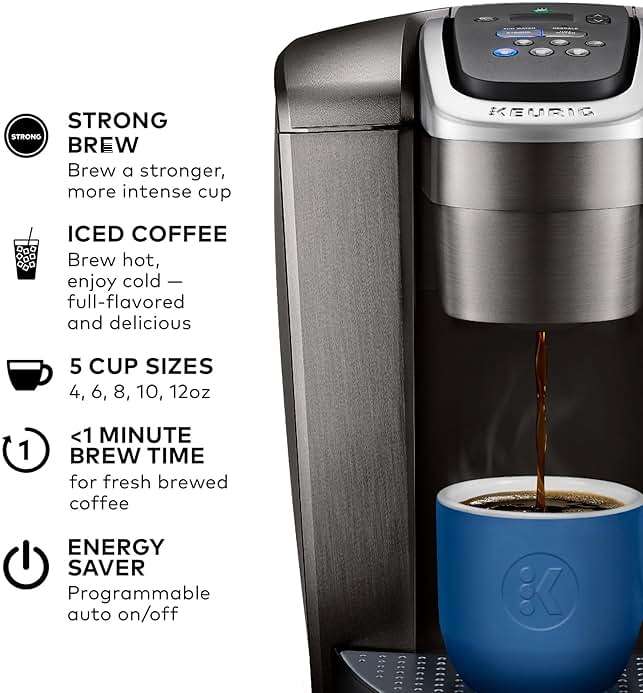 Keurig K-Elite Single Serve K-Cup Pod Coffee Maker, with Strength and Temperature Control, Iced Coffee Capability, 8 to 12oz Brew Size, Programmable, Brushed Slate - Image 3