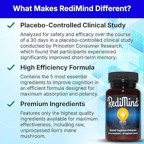 RediMind - Natural Cognitive Enhancement Supplement Capsule - Non-GMO, Vegan, Gluten-Free - Image 4