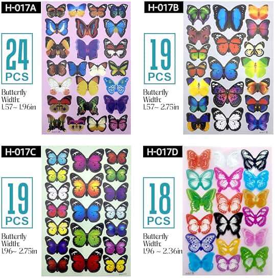 80pcs Butterfly Wall Decor - Plastic Butterflies Wings Foldable Removable Waterproof Reusable Mural Wall Stickers for Home Room Bedroom Party Wedding Christmas Decorations - Image 3