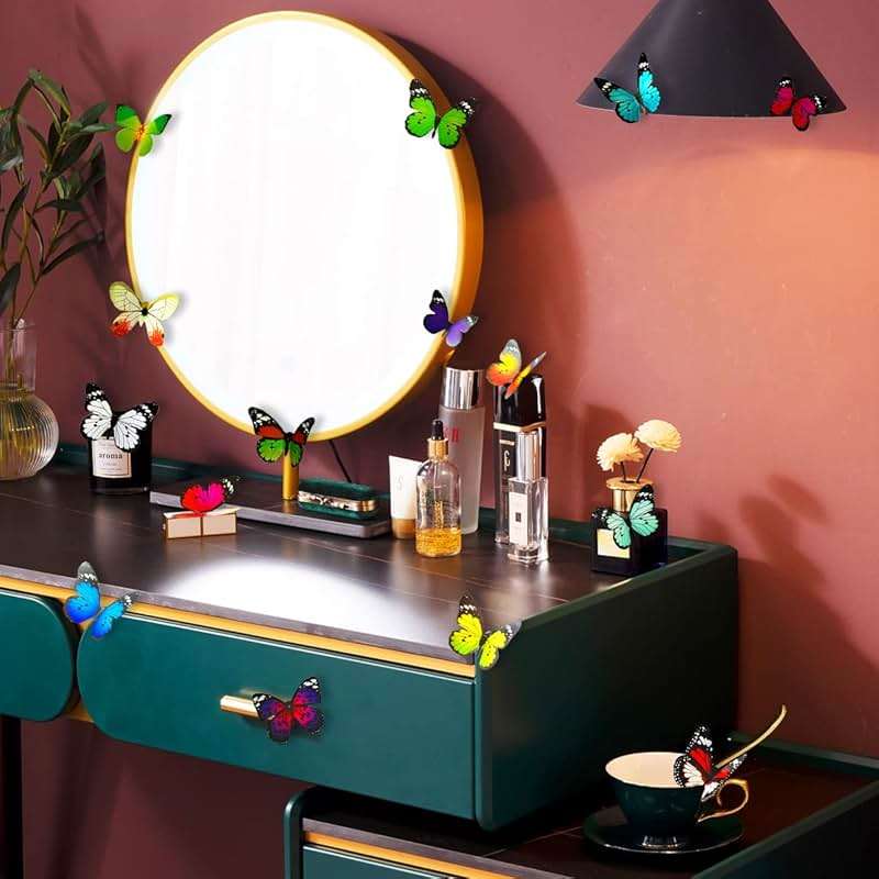 80pcs Butterfly Wall Decor - Plastic Butterflies Wings Foldable Removable Waterproof Reusable Mural Wall Stickers for Home Room Bedroom Party Wedding Christmas Decorations - Image 5