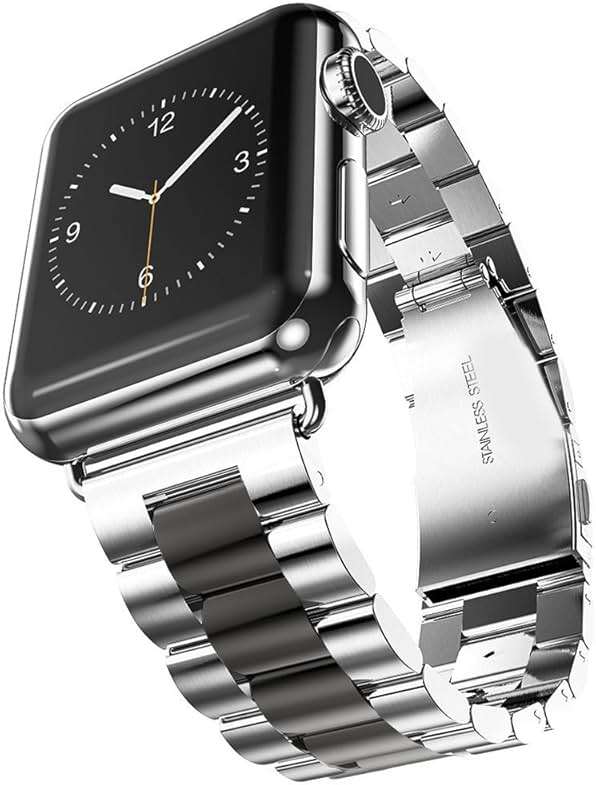 U191U Metal Bands Compatible with Apple Watch Band 41mm 40mm 38mm, Dressy Stainless Steel Chain Strap for Men iWatch Series Ultra/Ultra2/9/8/7/6/5/4/3/2/1 SE, Black - Image 1