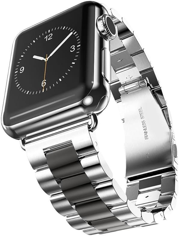 U191U Metal Bands Compatible with Apple Watch Band 41mm 40mm 38mm, Dressy Stainless Steel Chain Strap for Men iWatch Series Ultra/Ultra2/9/8/7/6/5/4/3/2/1 SE, Black - Product Image