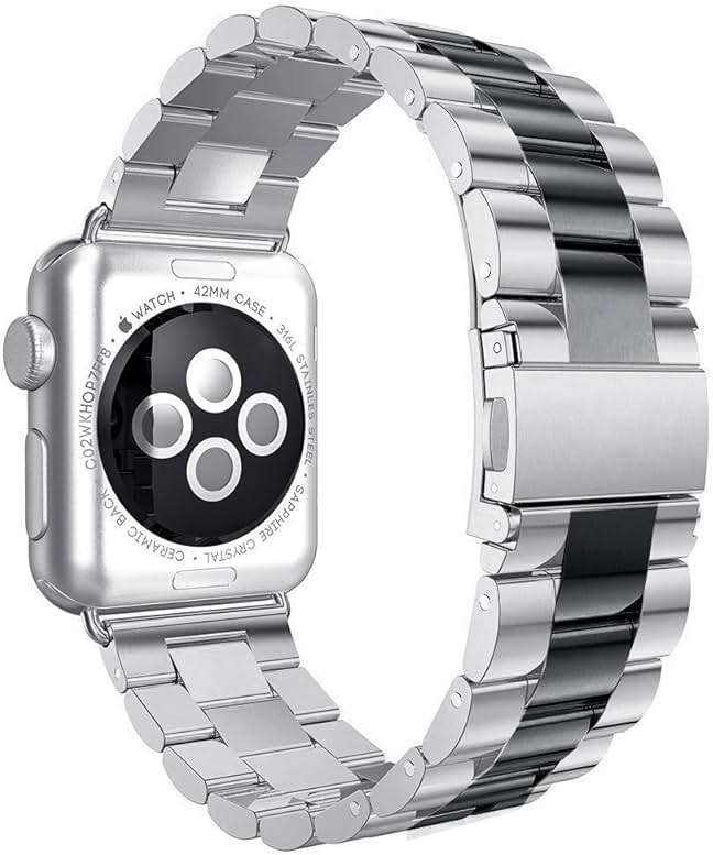 U191U Metal Bands Compatible with Apple Watch Band 41mm 40mm 38mm, Dressy Stainless Steel Chain Strap for Men iWatch Series Ultra/Ultra2/9/8/7/6/5/4/3/2/1 SE, Black - Image 3
