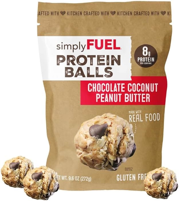 simplyFUEL Whole-Food Protein Balls (Peanut Butter Chocolate Coconut Fusion) - 8 g High-Protein, Gluten-Free, Healthy Snack for Adults & Kids - 9.6 oz - Product Image