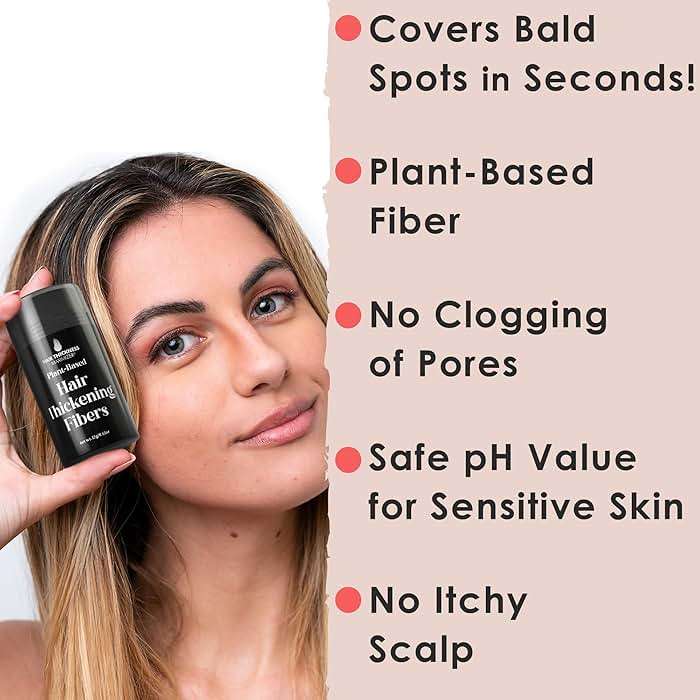 Hair Fibers for Thinning Hair for Women, Men. Plant-Based Formula for Instant Hairline & Bald Spot Coverage. Non-Itchy, Easy to Wash Out (Dark Brown) - Image 2