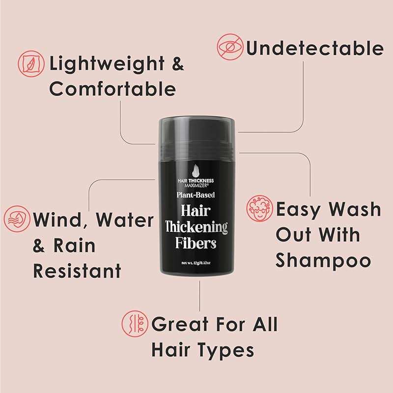 Hair Fibers for Thinning Hair for Women, Men. Plant-Based Formula for Instant Hairline & Bald Spot Coverage. Non-Itchy, Easy to Wash Out (Dark Brown) - Image 3