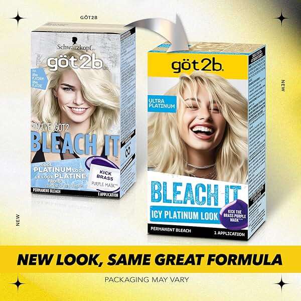 got2b Bleach It Permanent Hair Dye, Ultra Platinum Blonde, 00A, Hair Bleach Kit with Developer and Anti-Brass Purple Mask, Lightens Up to 8 Levels, Gel Formula for Easy Application, 1 Count - Image 3