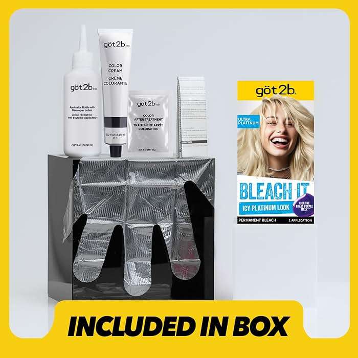 got2b Bleach It Permanent Hair Dye, Ultra Platinum Blonde, 00A, Hair Bleach Kit with Developer and Anti-Brass Purple Mask, Lightens Up to 8 Levels, Gel Formula for Easy Application, 1 Count - Image 7