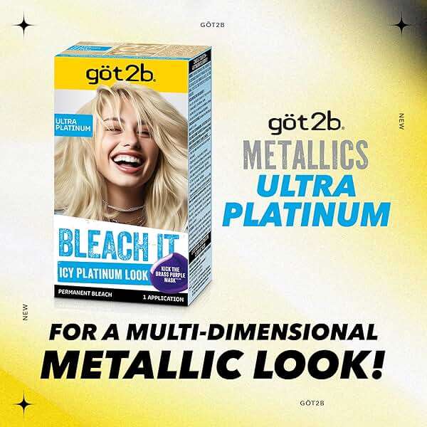 got2b Bleach It Permanent Hair Dye, Ultra Platinum Blonde, 00A, Hair Bleach Kit with Developer and Anti-Brass Purple Mask, Lightens Up to 8 Levels, Gel Formula for Easy Application, 1 Count - Image 8