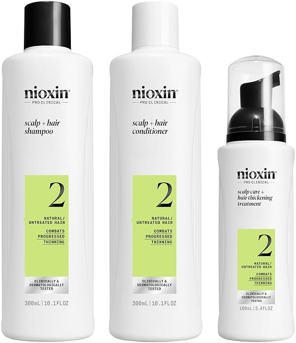 Nioxin Scalp + Hair Thickening System Kits | For Natural, Colored, & Damaged Hair with Light to Progressed Thinning | Strengthen & Boost Hair Density with Niacinamide & Biotin | 3 Month Supply - Product Image