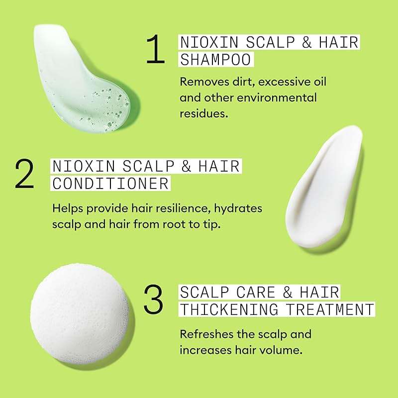 Nioxin Scalp + Hair Thickening System Kits | For Natural, Colored, & Damaged Hair with Light to Progressed Thinning | Strengthen & Boost Hair Density with Niacinamide & Biotin | 3 Month Supply - Image 8