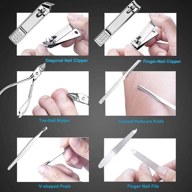 Yougai Nail Clippers Set - 18 Pcs Professional Manicure Pedicure Kit Gifts for Fathers Day Men Women, Stainless Steel Fingernail Toenail Cutters, Nail Care Grooming Tools with Leather Travel Case - Image 5