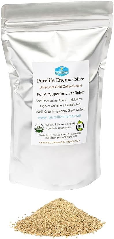 Purelife Enema Coffee - 1 Lb Organic Ultra LIght "Gold" Enema Coffee- Third Party Lab Tested -Contaminant Free - Specialty Grade Pre-Ground - Gerson Accepted for Superior Liver Detoxification - Product Image