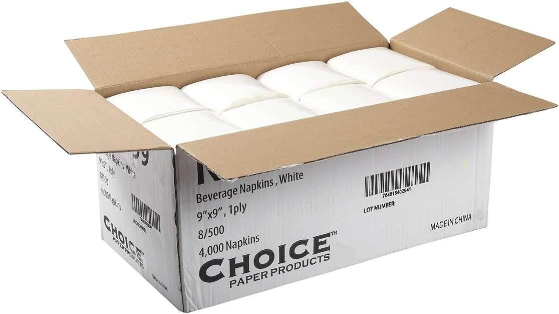 AmerCareRoyal 1-Ply Beverage Napkins - 4.5" x 4.5" - For Restaurants, Bars, and Catering, Bulk Disposable Cocktail Napkins, White, Pack of 4000 - Image 3