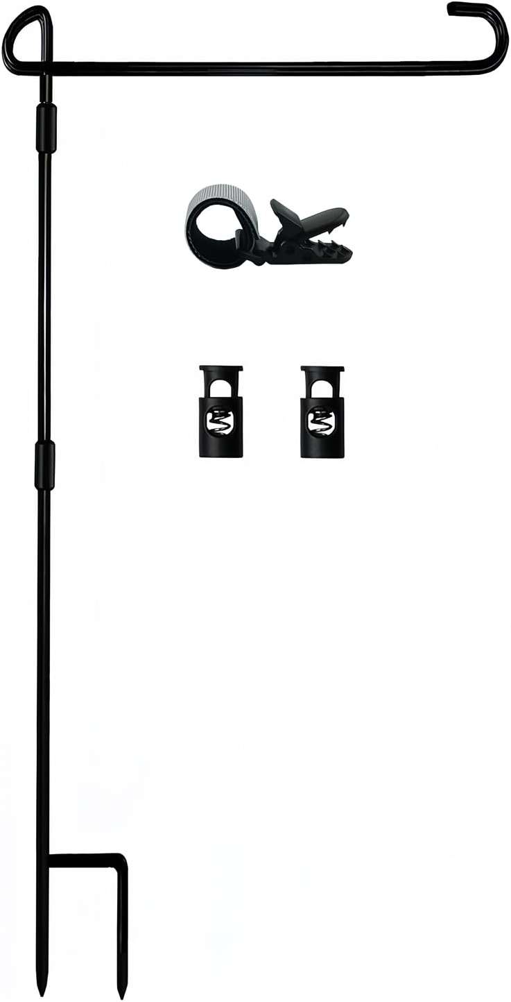 Akeydeco Garden Flag Pole Stand Holder, Garden Flags for Outside with Flag Stopper and Clip Waterproof Powder-Coated Paint for Flag Pole Holder for Outside House,Yard Flags for Outside - Image 1