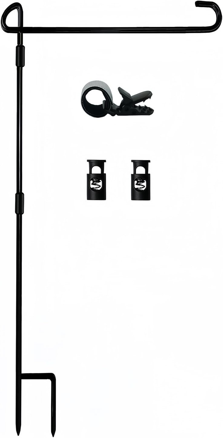 Akeydeco Garden Flag Pole Stand Holder, Garden Flags for Outside with Flag Stopper and Clip Waterproof Powder-Coated Paint for Flag Pole Holder for Outside House,Yard Flags for Outside - Product Image