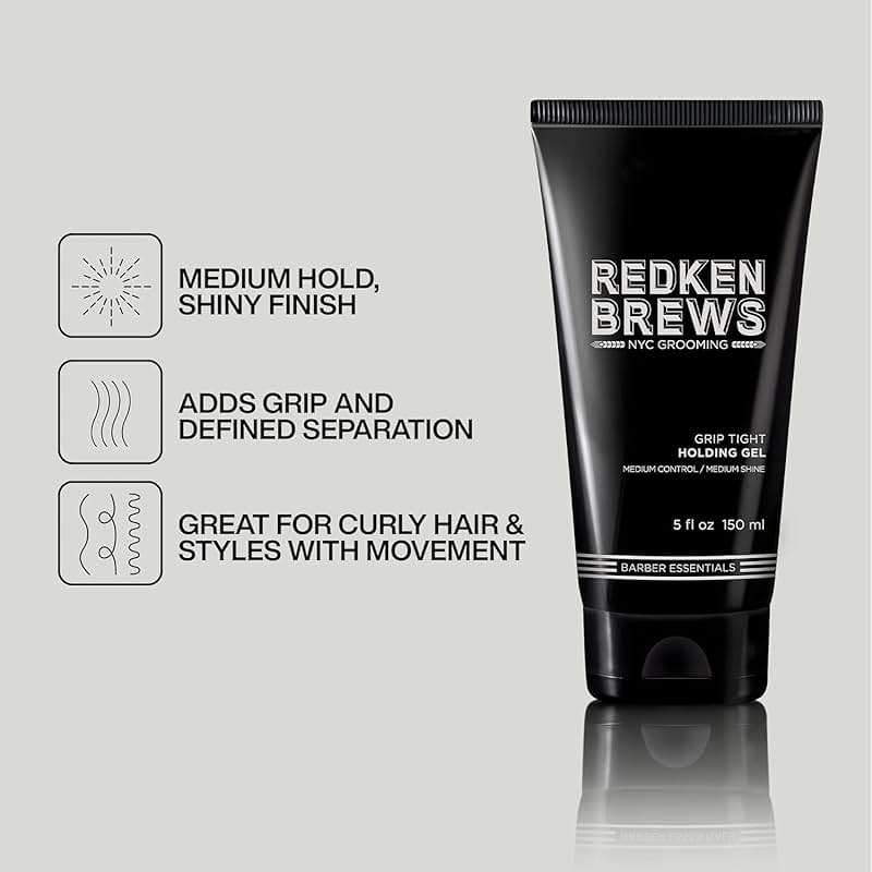 Redken Brews Holding Gel For Men For All Hair Types - Medium Hold Styling & Shine and Flake-Free With No Crunch Styling, Great For Curly Hair - Image 3