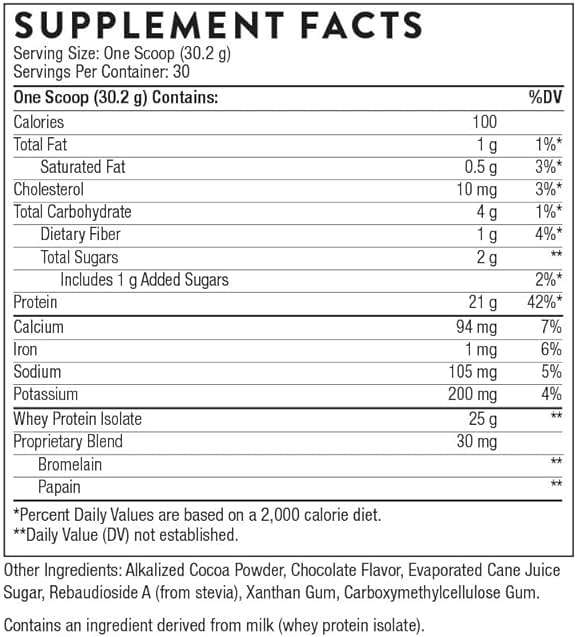 THORNE - Whey Protein Isolate - 21 Grams of Easy-to-Digest Whey Protein Powder - NSF Certified for Sport - Chocolate - 31.9 Ounces - 30 Servings - Image 2