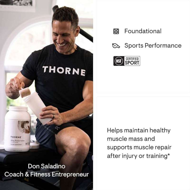THORNE - Whey Protein Isolate - 21 Grams of Easy-to-Digest Whey Protein Powder - NSF Certified for Sport - Chocolate - 31.9 Ounces - 30 Servings - Image 5