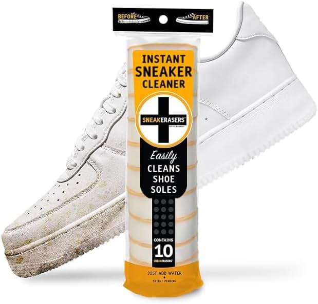 SneakERASERS Instant Sneaker Cleaner, Premium Shoe Cleaning Kit for Sneakers, Dual-Sided Sponges, Effective for Tennis Shoes & Women Men Sneakers, Gentle Rub Design (10 Pack) - Image 1