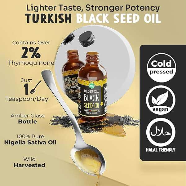 MAJU Black Seed Oil - 3 Times Thymoquinone, Cold-Pressed, 100% Turkish Black Cumin Seed Oil, Liquid Pure Blackseed, Glass Bottle, 8 oz - Image 4